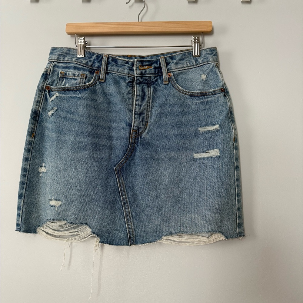 Old Navy Blue Denim Distressed Mini Skirt